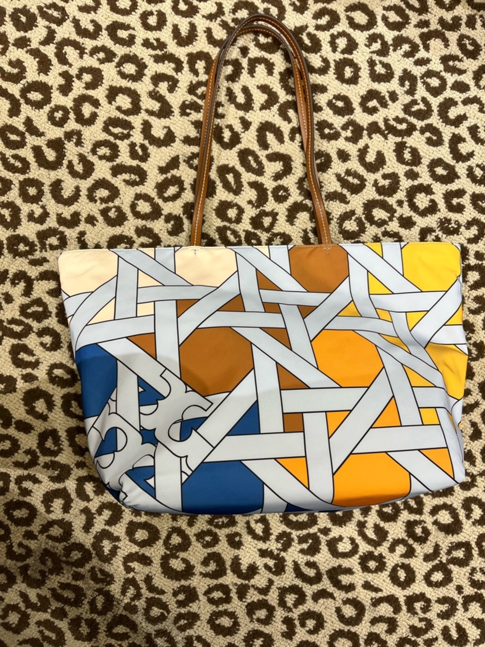 Tory Burch nylon printed tote color pattern design new